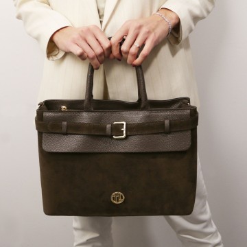 Handtas van suede leder   tenace