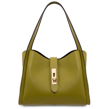 Handtas van zacht en soepel leer   soave groen