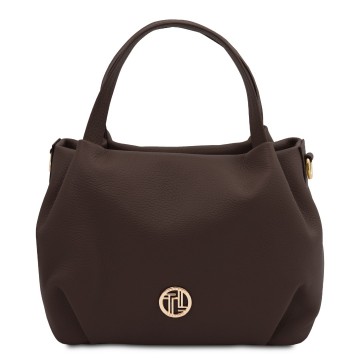 Handtas van zacht leder   nora chocola