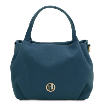 Handtas van zacht leder   nora teal