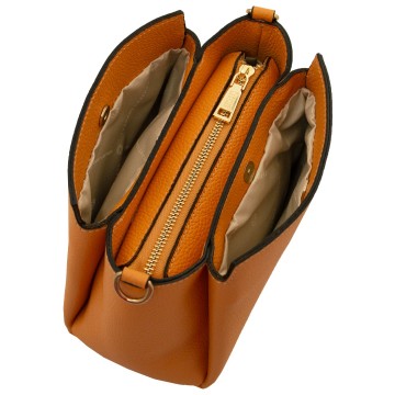 Italiaanse leren handtas schoudertas   abby bovenkant