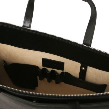 Italiaanse saffiano leren aktetas met drie compartimenten   palermo intern