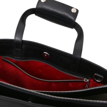 Italiaanse saffiano leren aktetas met drie compartimenten   palermo intern1