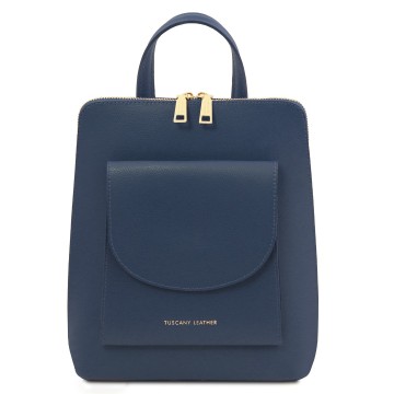 Kleine leren damesrugzak van palmellato kalfsleer donkerblauw