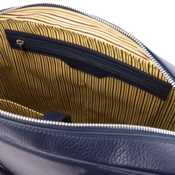 Laptoptas van gehamerd zacht leer   open