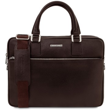 Laptoptas van leer   ferrara donkerbruin
