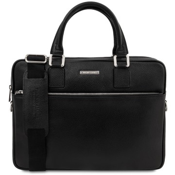 Laptoptas van leer   ferrara zwart