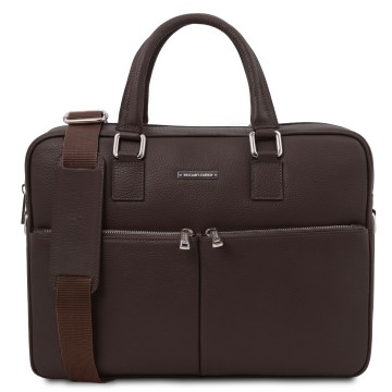 Laptoptas van leer   treviso donkerbruin