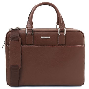 Laptoptas van saffiano leer   torino koffie