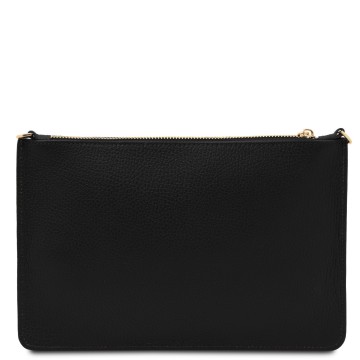 Lederen clutch met kettingriem   diva achter