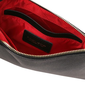 Lederen clutch met kettingriem   diva intern1