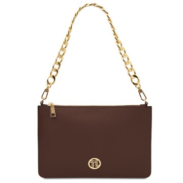 Lederen clutch met kettingriem   diva koffie