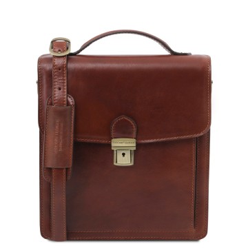 Lederen crossbodytas   david  small bruin