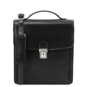 Lederen crossbodytas   david  small zwart