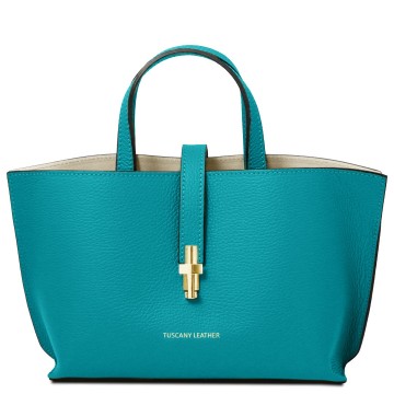 Lederen handtas   agatha turquoise