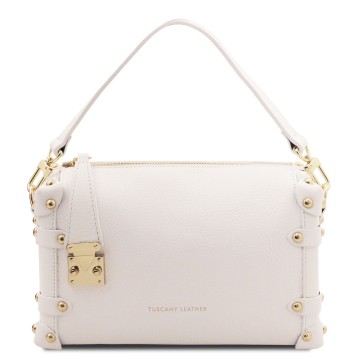 Lederen handtas   praline kleur wit