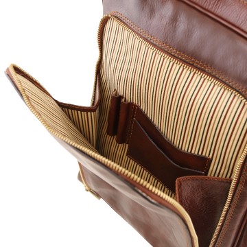 Lederen laptop rugtas   bangkok   voorvak