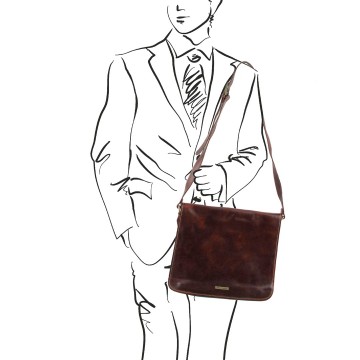 Lederen messengertas freestyle   man