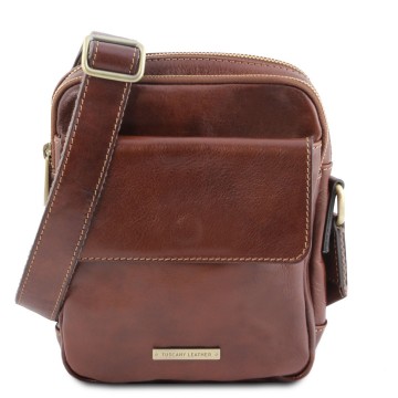 Leren crossbodytas voor heren   larry   bruin 0