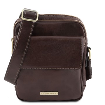Leren crossbodytas voor heren   larry   donkerbruin