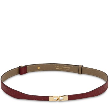 Leren damesriem met goudkleurige gesp bordeaux