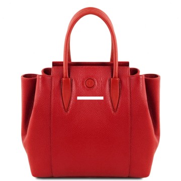 Leren handtas   tulipan plek van de gravure