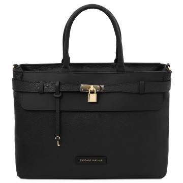 Leren handtas dames   tenace zwart