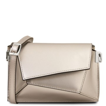 Leren schoudertas met metallic finish goud