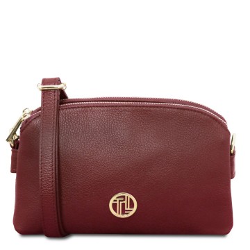 Leren schoudertas voor dames   lily bordeaux