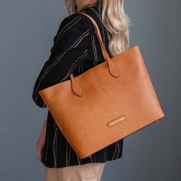Leren shopper met 2 compartimenten en ruimte voor a4 2