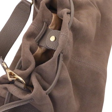 Leren shopper van suede en leer   allure sluiting