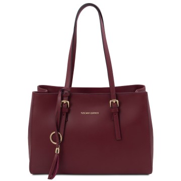 Luxe shopper van glad italiaans leer bordeaux