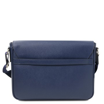 Messengertas van saffiano leer achterkant