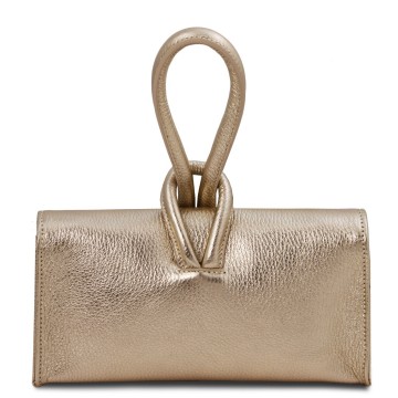 Metallic clutch van gehamerd leer   achter