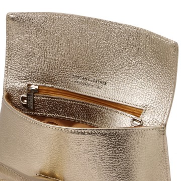 Metallic clutch van gehamerd leer   open