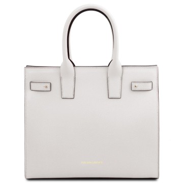 Modieuze handtas van italiaans palmellato leer   wit