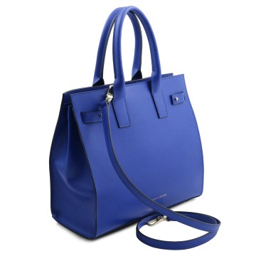 Modieuze handtas van italiaans palmellato leer   zij