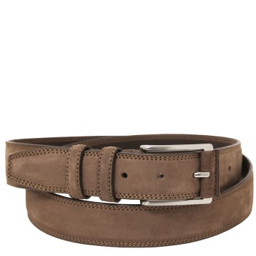 Nubuck leren riem   35 mm taupe