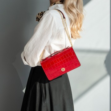 Opera croque  leren clutch met crocoprint en ketting 1