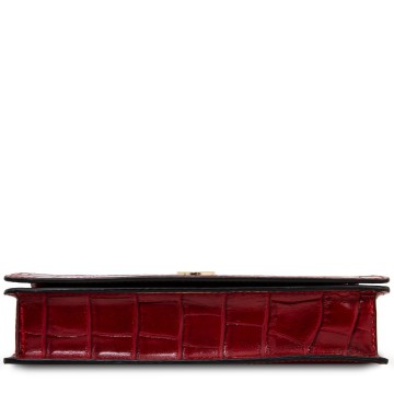 Opera croque  leren clutch met crocoprint en ketting bodem