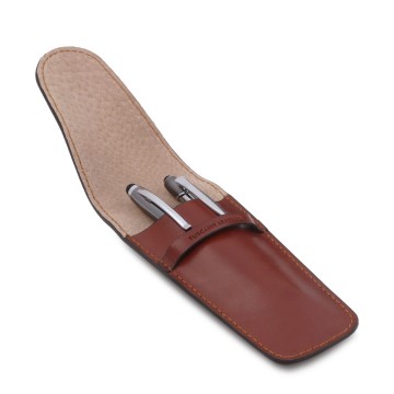 Pennenhouder van leer   open