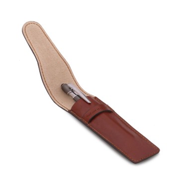 Pennenhouder van volnerf leer   open