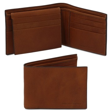 Portemonnee 3 fold van mat volnerf leer bruin