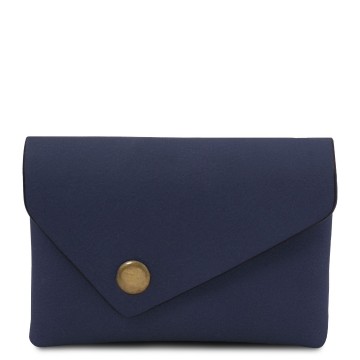 Portemonnee van leer voor munten donkerblauw
