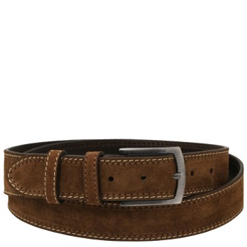 Riem van suede leer 35 mm bruin