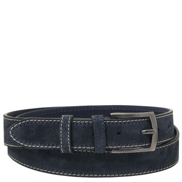 Riem van suede leer 35 mm dnkerblauw