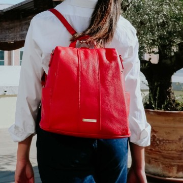 Rugtas van gehamerd zacht leer