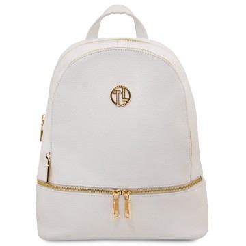 Rugtas van gehamerd zacht leer wit