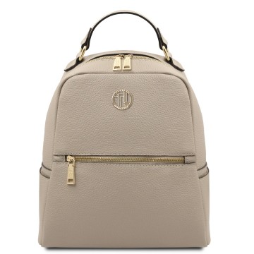 Rugtas van zacht leder   prisma lichttaupe