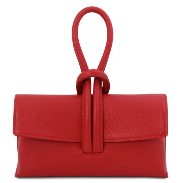 Ruime leren handtas voor a4 met schouderriem lipstick rood